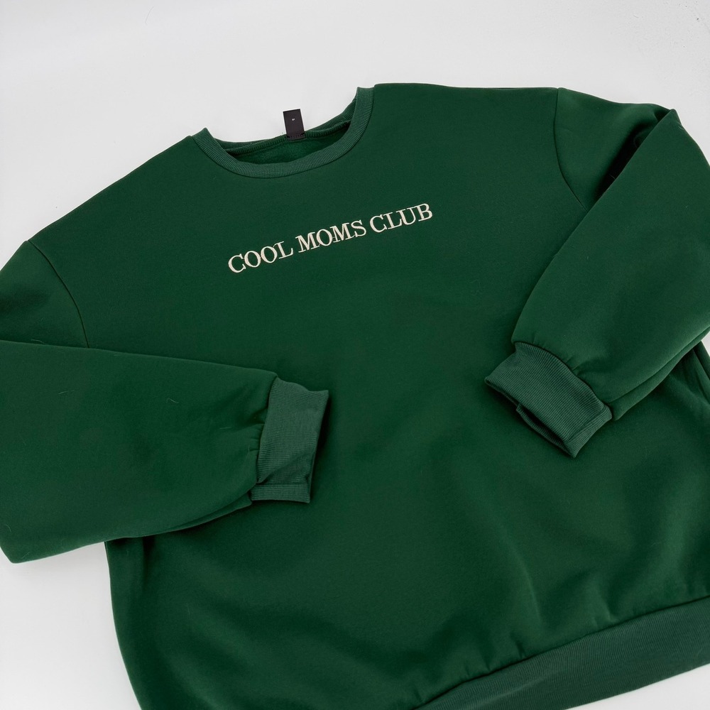 SHEIN Cool Moms Club Sweatshirt Womens XXL Green NWOT Graphic Pullover Relaxed